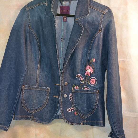 Gloria Vanderbilt Embroidered Jacket Jeans SZ 14 - Picture 2 of 12